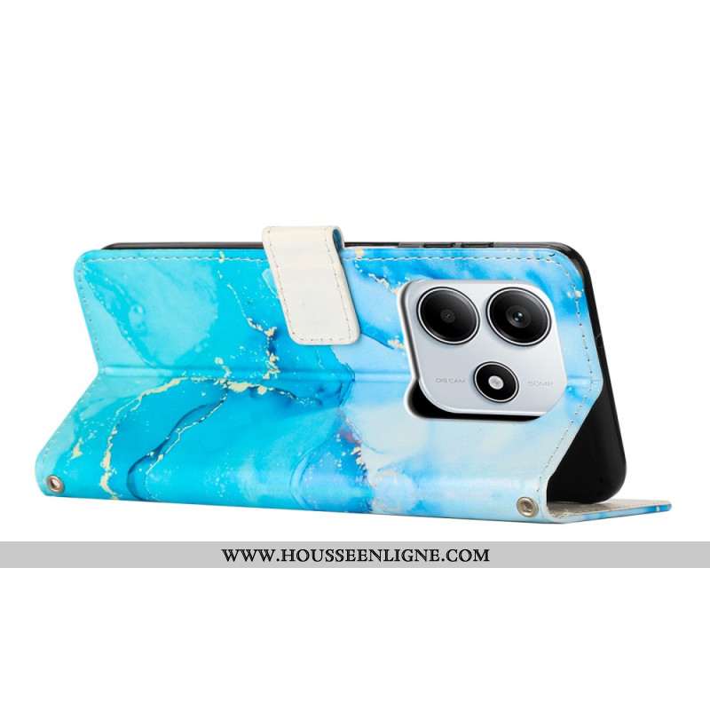 Housse Xiaomi Redmi Note 14 5G Style Marbre à Lanière