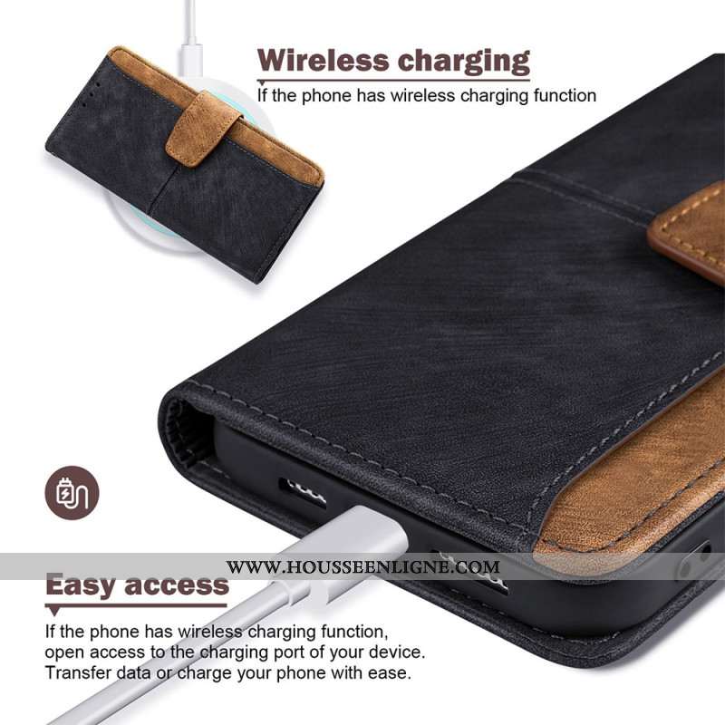 Housse Xiaomi Redmi Note 14 Pro 4G Blocage RFID Effet Daim Bicolore