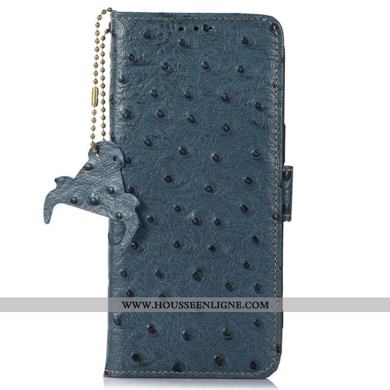 Housse Xiaomi Redmi Note 14 Pro 4G Blocage RFID en Cuir Texture Autruche