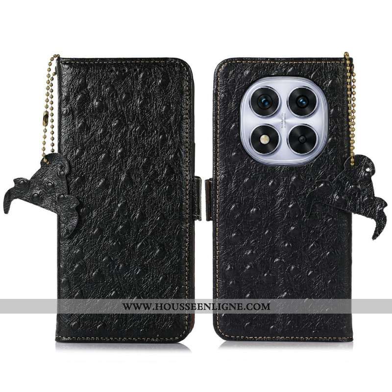 Housse Xiaomi Redmi Note 14 Pro 4G Blocage RFID en Cuir Texture Autruche