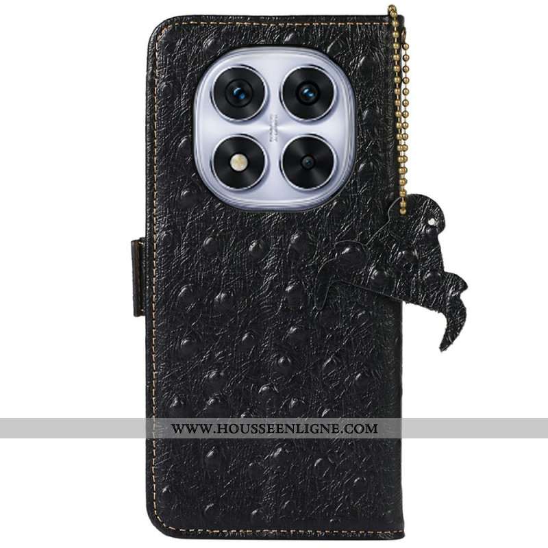 Housse Xiaomi Redmi Note 14 Pro 4G Blocage RFID en Cuir Texture Autruche