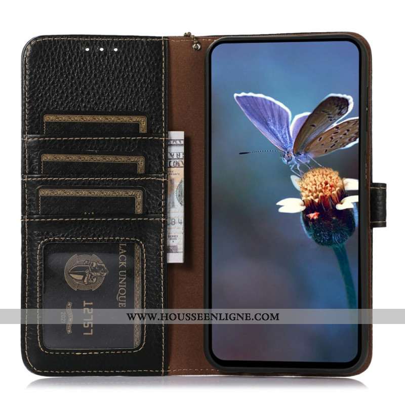Housse Xiaomi Redmi Note 14 Pro 4G Blocage RFID en Cuir Véritable