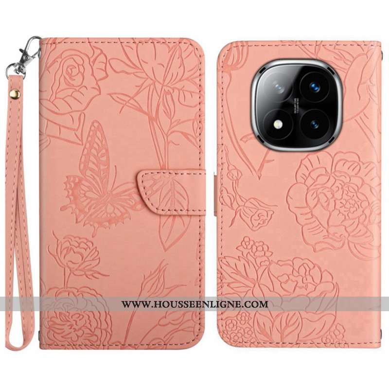 Housse Xiaomi Redmi Note 14 Pro 4G Empreinte Papillon àLanière