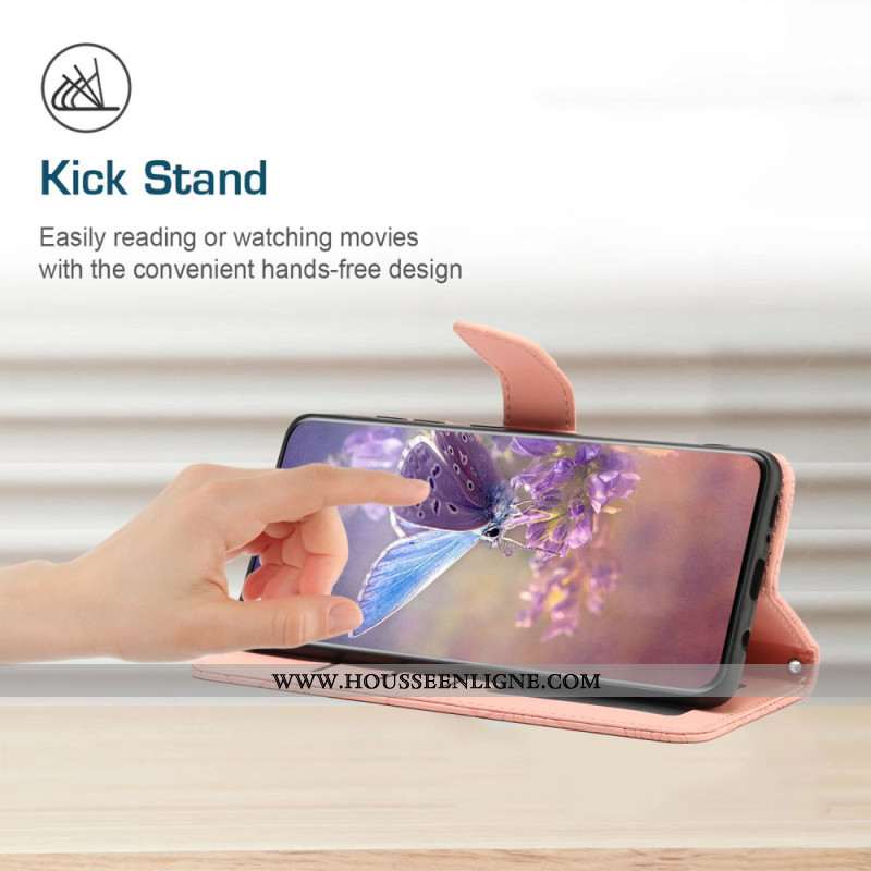 Housse Xiaomi Redmi Note 14 Pro 4G Empreinte Papillon àLanière