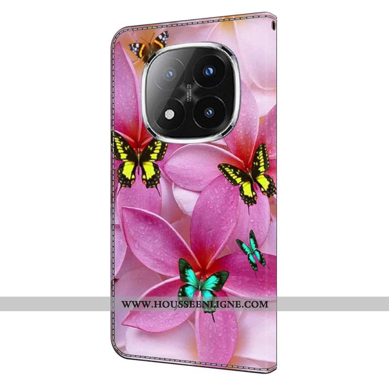 Housse Xiaomi Redmi Note 14 Pro 4G Fleurs Roses et Papillons
