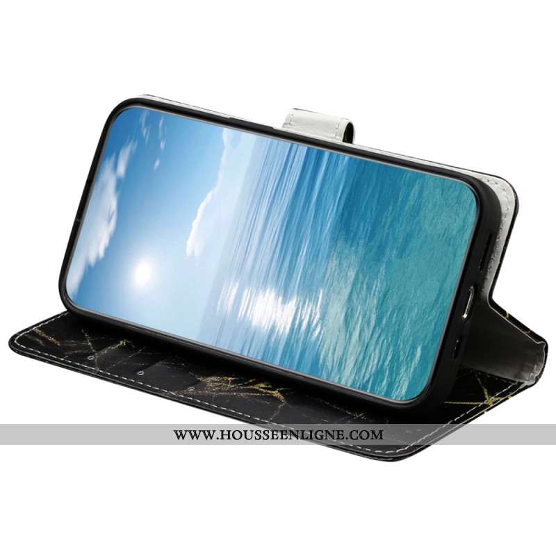 Housse Xiaomi Redmi Note 14 Pro 4G Marbre Noir et Or