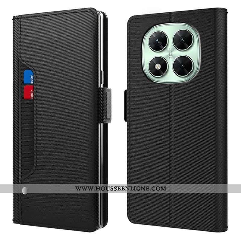 Housse Xiaomi Redmi Note 14 Pro 4G Miroir et Porte-Cartes Amovible