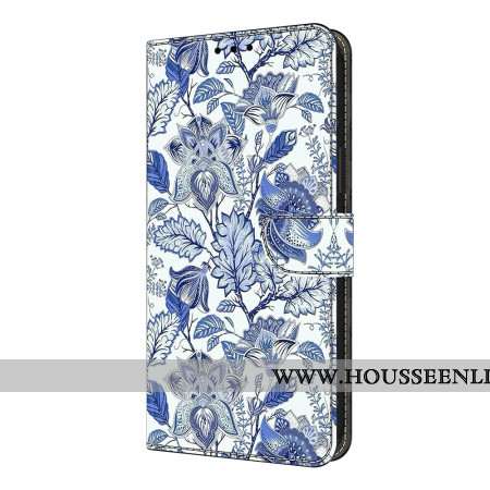 Housse Xiaomi Redmi Note 14 Pro 4G Motif Floral Bleu
