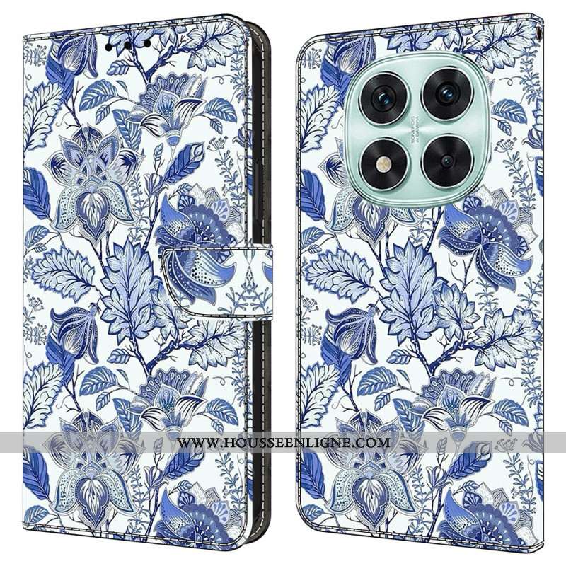 Housse Xiaomi Redmi Note 14 Pro 4G Motif Floral Bleu