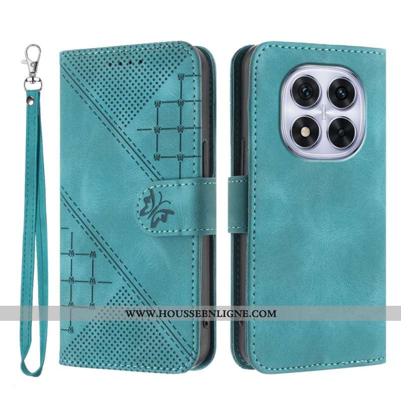 Housse Xiaomi Redmi Note 14 Pro 4G Motif Géométriques à Lanière