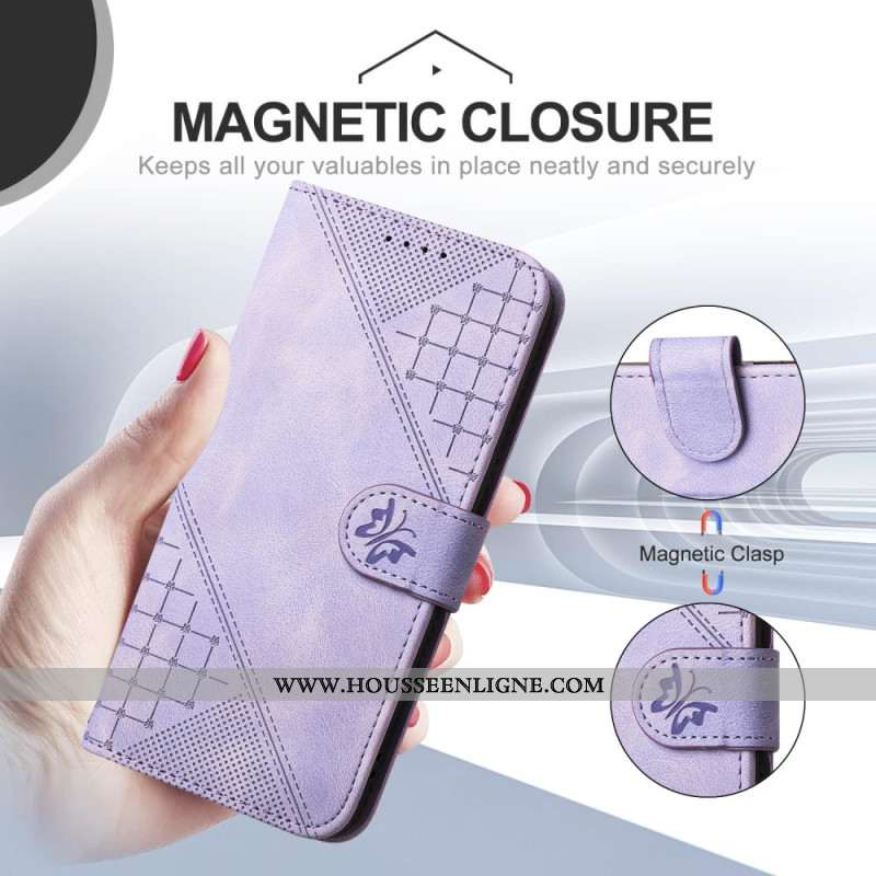 Housse Xiaomi Redmi Note 14 Pro 4G Motif Géométriques à Lanière