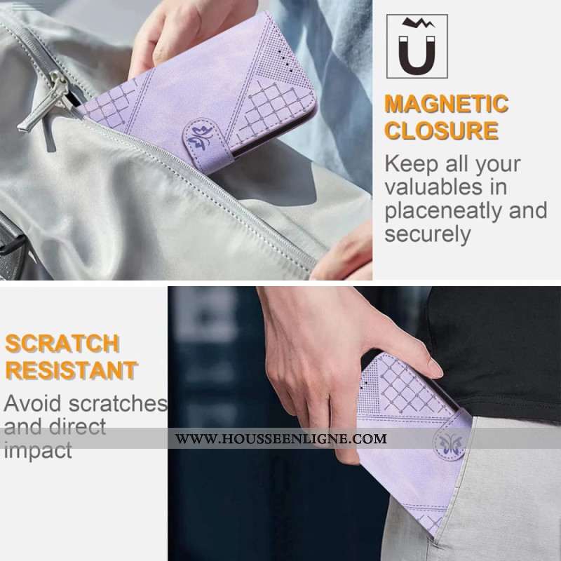 Housse Xiaomi Redmi Note 14 Pro 4G Motif Géométriques à Lanière