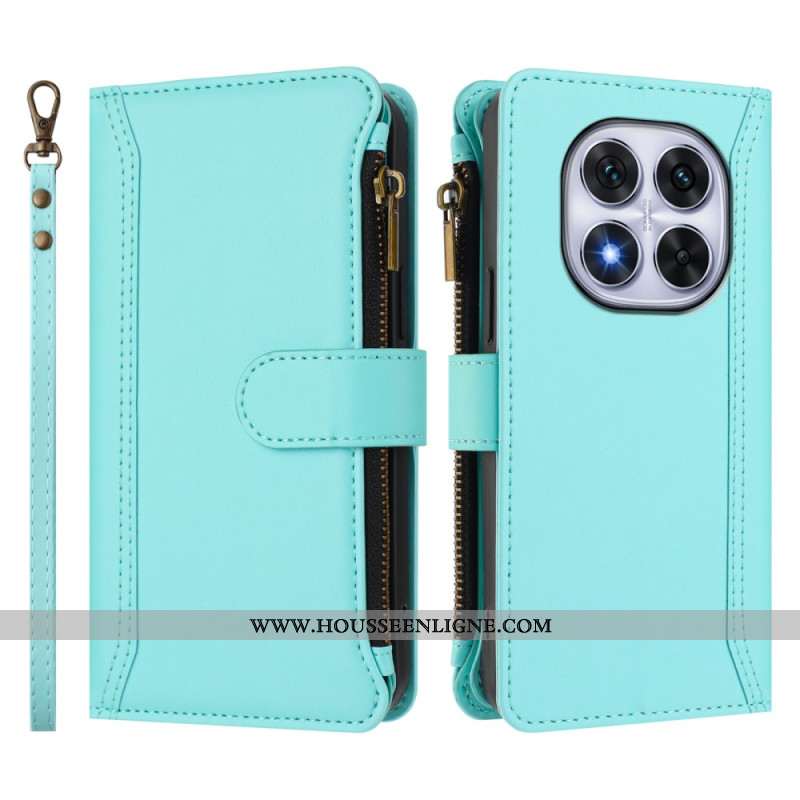 Housse Xiaomi Redmi Note 14 Pro 4G Portefeuille 9 Porte-Cartes avec Lanière