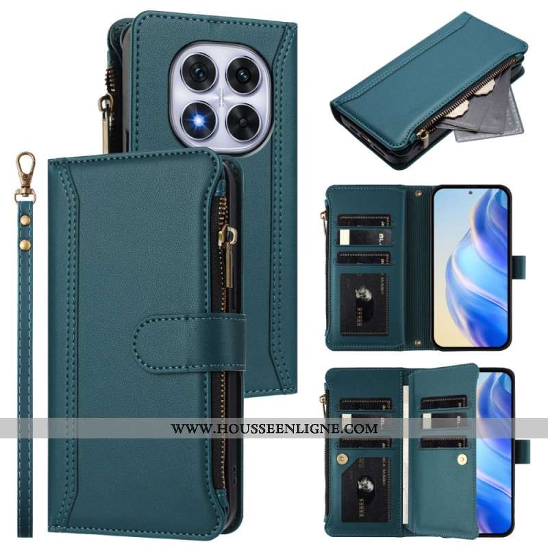 Housse Xiaomi Redmi Note 14 Pro 4G Portefeuille 9 Porte-Cartes avec Lanière