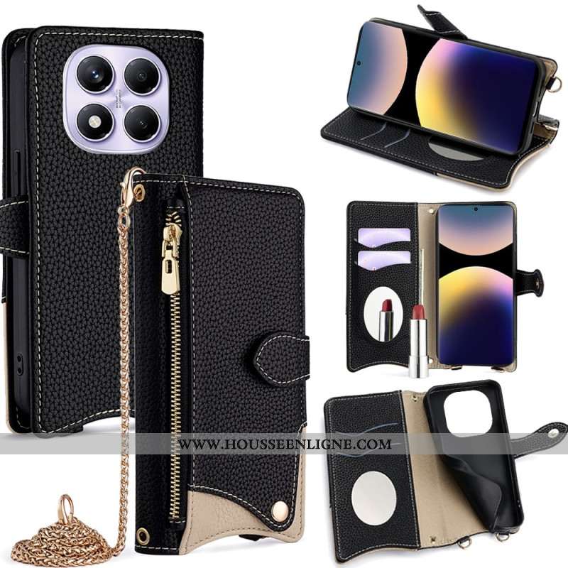 Housse Xiaomi Redmi Note 14 Pro 4G Portefeuille Bicolore avec Chaîne