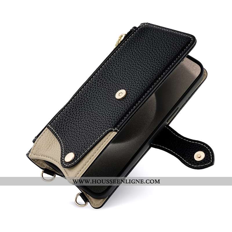 Housse Xiaomi Redmi Note 14 Pro 4G Portefeuille Bicolore avec Chaîne