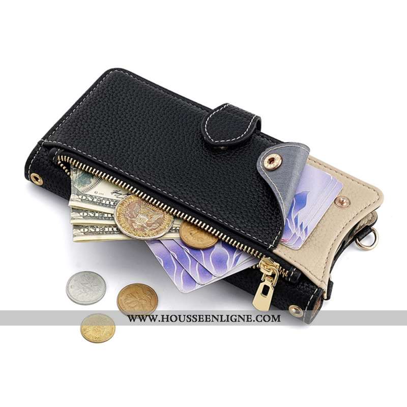 Housse Xiaomi Redmi Note 14 Pro 4G Portefeuille Bicolore avec Chaîne