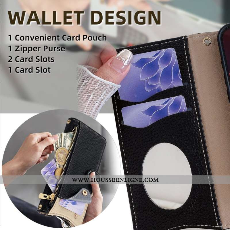 Housse Xiaomi Redmi Note 14 Pro 4G Portefeuille Bicolore avec Chaîne