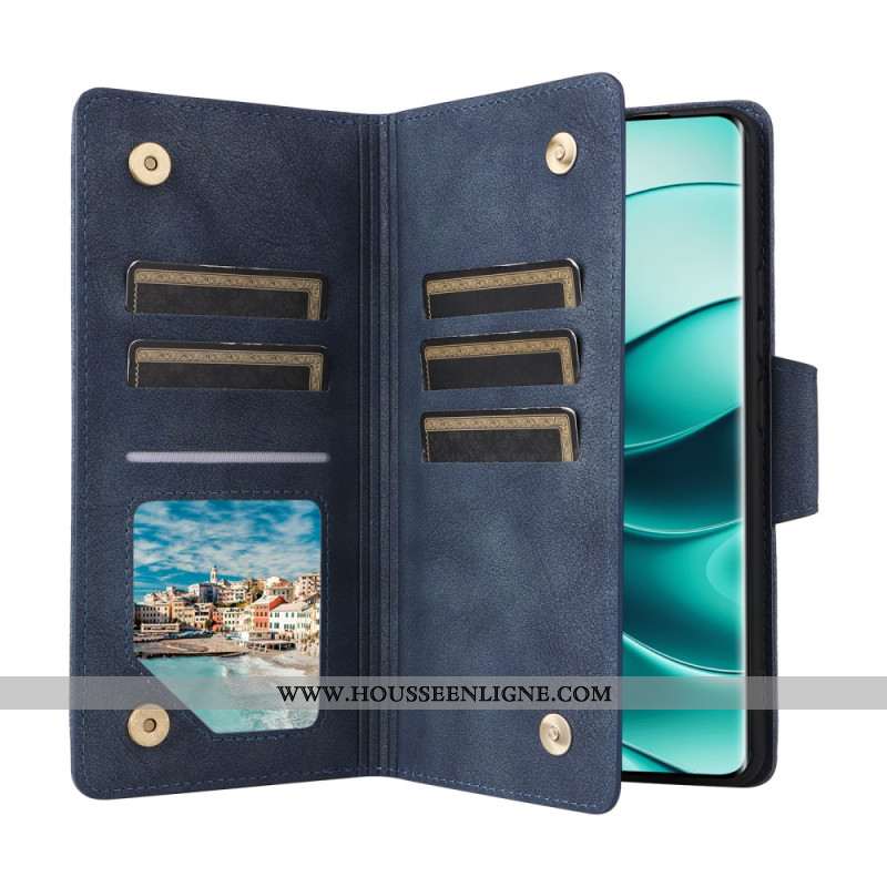 Housse Xiaomi Redmi Note 14 Pro 4G Portefeuille Zippé avec Lanière