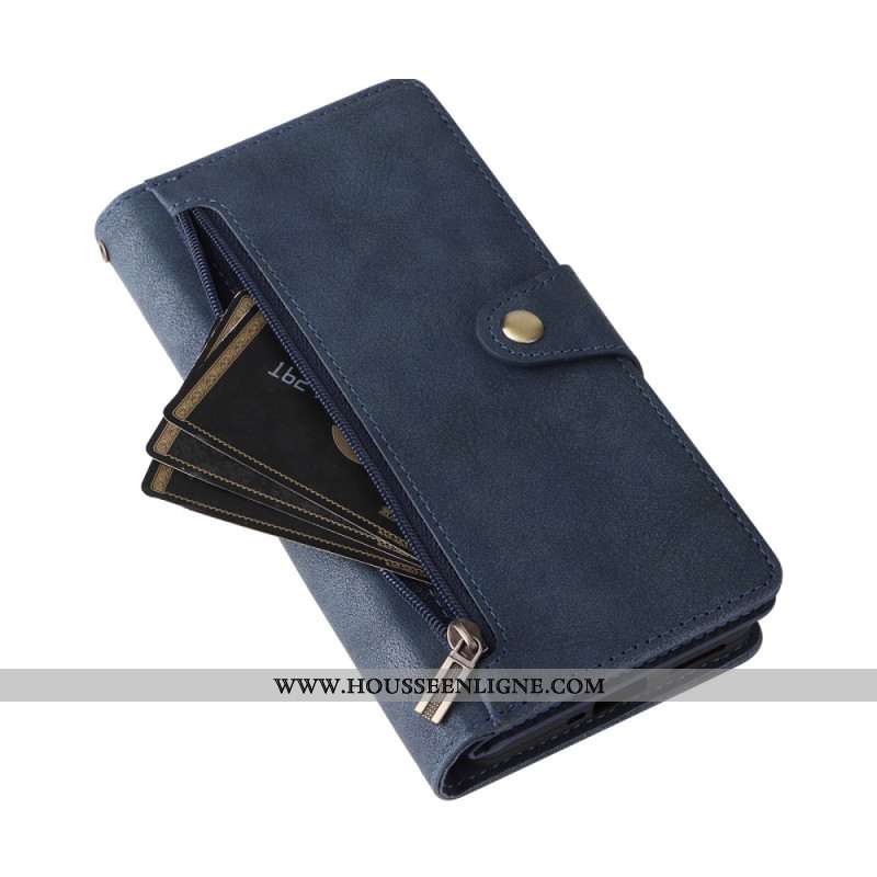 Housse Xiaomi Redmi Note 14 Pro 4G Portefeuille Zippé avec Lanière