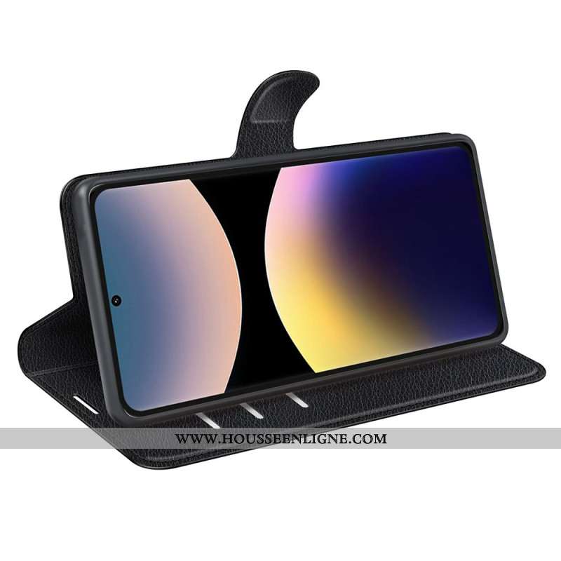 Housse Xiaomi Redmi Note 14 Pro 4G Simili Cuir Litchi Classique
