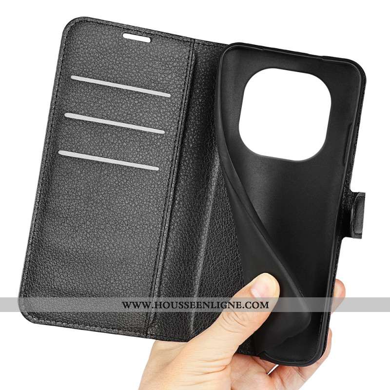 Housse Xiaomi Redmi Note 14 Pro 4G Simili Cuir Litchi Classique