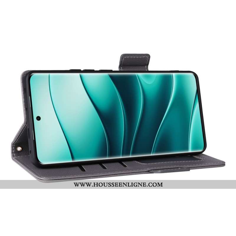 Housse Xiaomi Redmi Note 14 Pro 4G Simili Cuir Litchi à Lanière