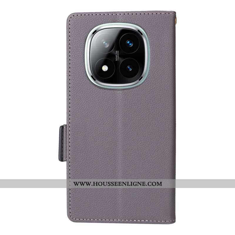 Housse Xiaomi Redmi Note 14 Pro 4G Simili Cuir Litchi à Lanière