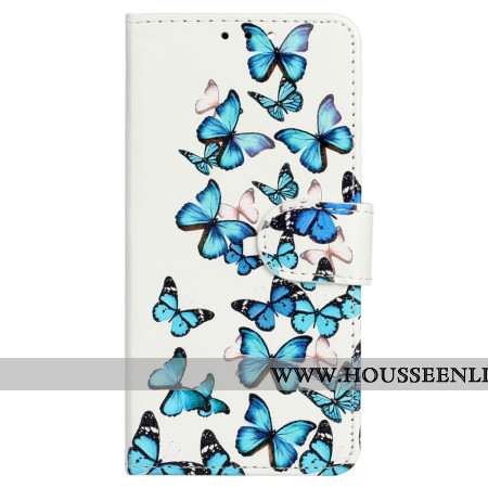 Housse Xiaomi Redmi Note 14 Pro 4G Vol de Papillons Bleus