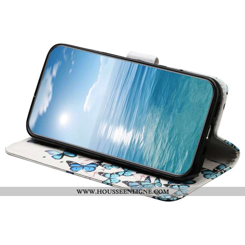 Housse Xiaomi Redmi Note 14 Pro 4G Vol de Papillons Bleus