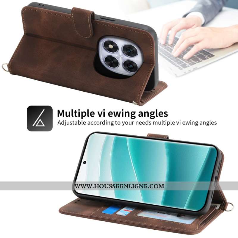 Housse Xiaomi Redmi Note 14 Pro 5G / Poco X7 Motif Dentelle avec Lanière et Bandoulière