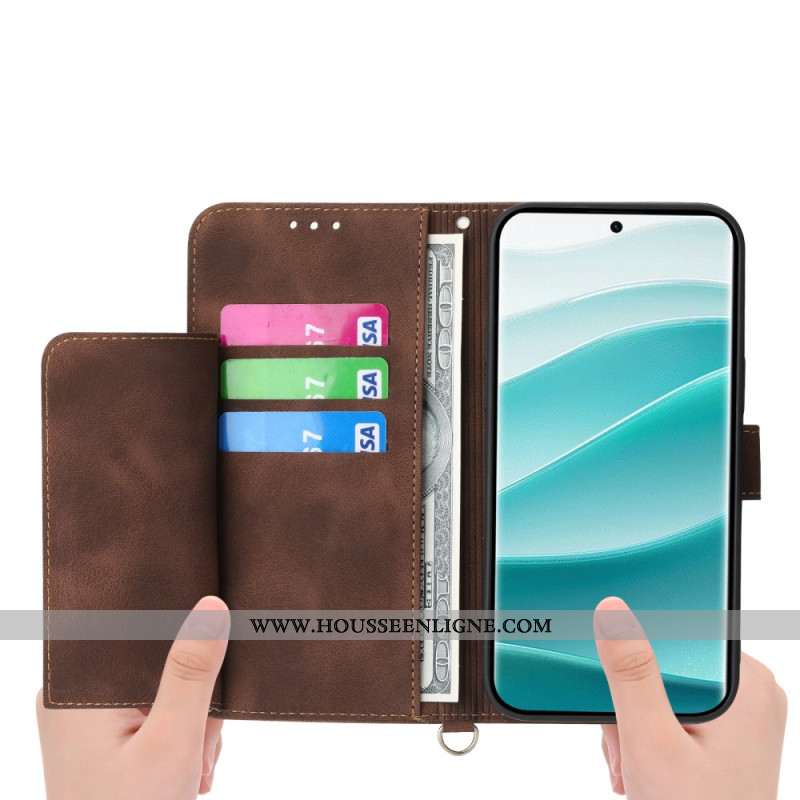 Housse Xiaomi Redmi Note 14 Pro 5G / Poco X7 Motif Dentelle avec Lanière et Bandoulière