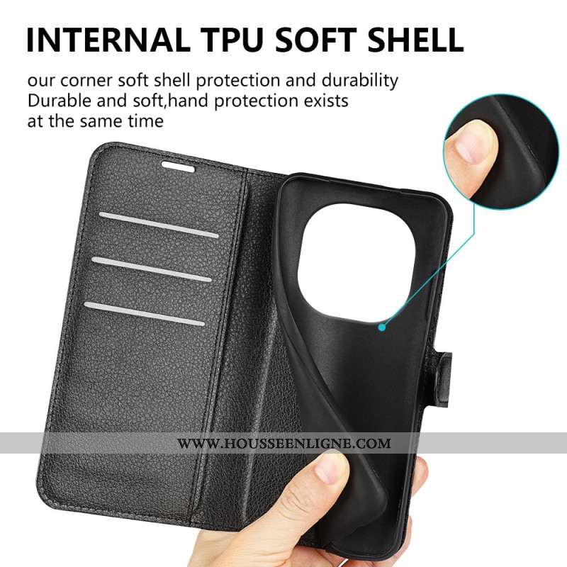 Housse Xiaomi Redmi Note 14 Pro 5G / Poco X7 Simili Cuir Litchi Classique