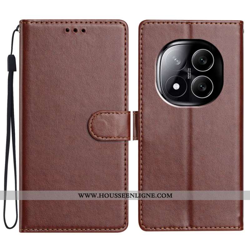 Housse Xiaomi Redmi Note 14 Pro 5G / Poco X7 Simili Cuir Uni à Lanière