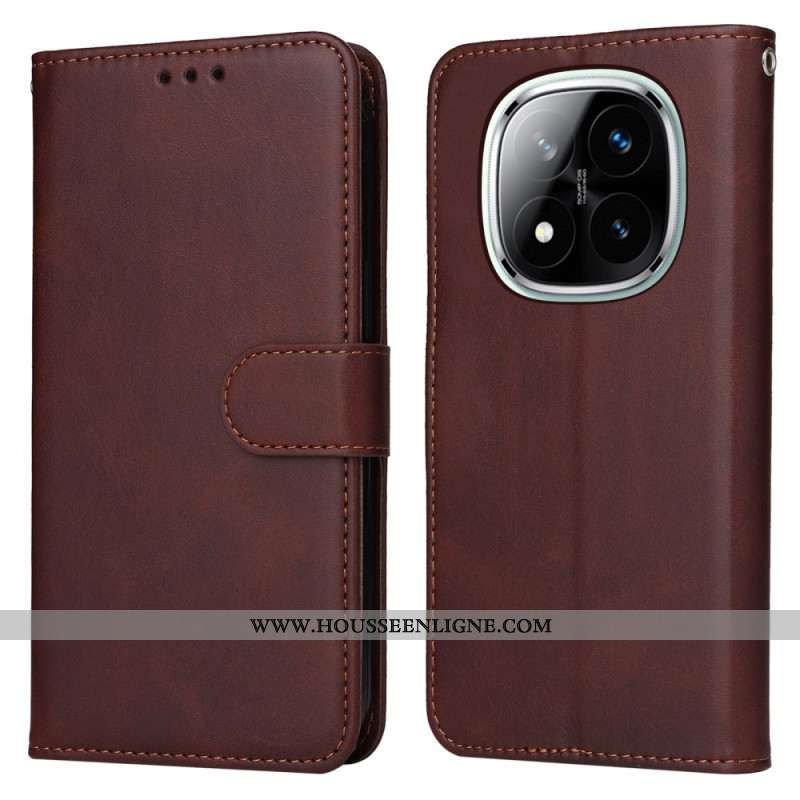 Housse Xiaomi Redmi Note 14 Pro Plus 5G / 14 Pro 5G / Poco X7 Effet Cuir Uni avec Lanière