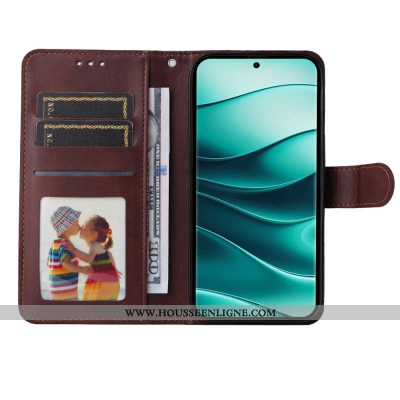 Housse Xiaomi Redmi Note 14 Pro Plus 5G / 14 Pro 5G / Poco X7 Effet Cuir Uni avec Lanière