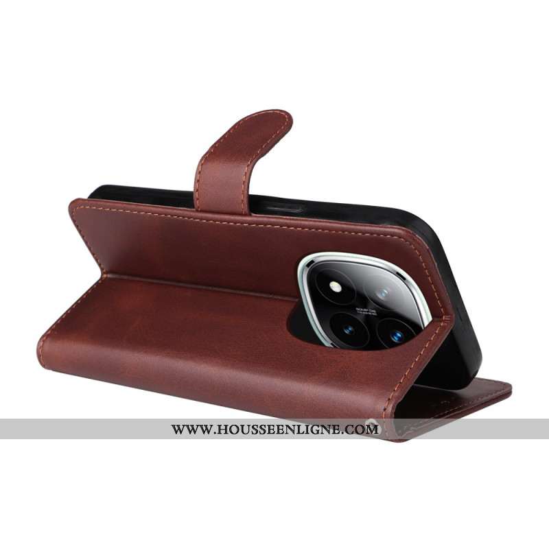 Housse Xiaomi Redmi Note 14 Pro Plus 5G / 14 Pro 5G / Poco X7 Effet Cuir Uni avec Lanière