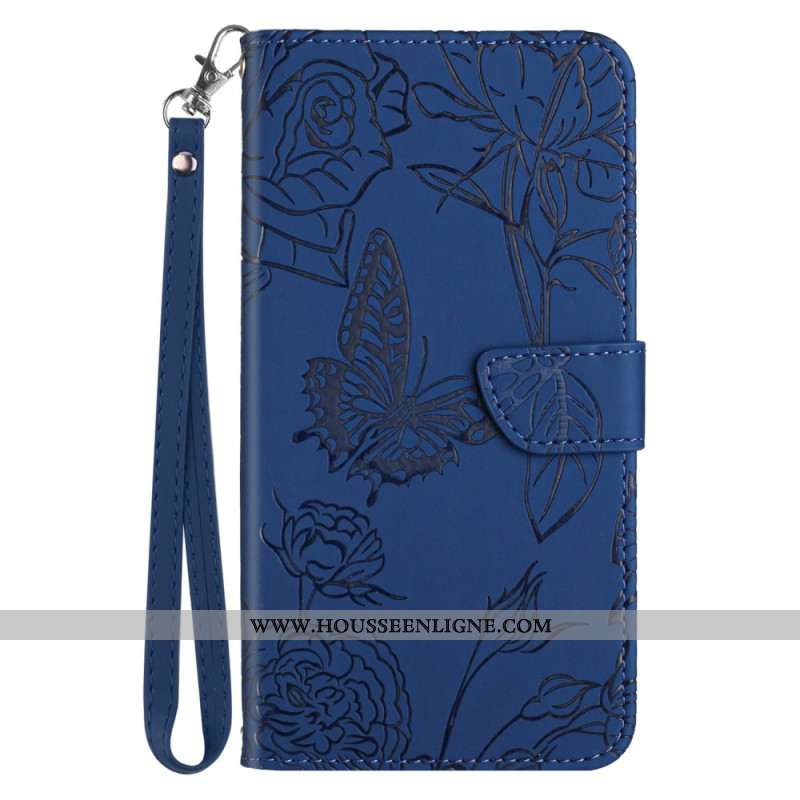 Housse Xiaomi Redmi Note 14 Pro Plus 5G / 14 Pro 5G / Poco X7 Empreinte Papillons à Lanière
