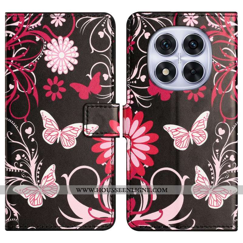 Housse Xiaomi Redmi Note 14 Pro Plus 5G / 14 Pro 5G / Poco X7 Papillons sur Fond Noir
