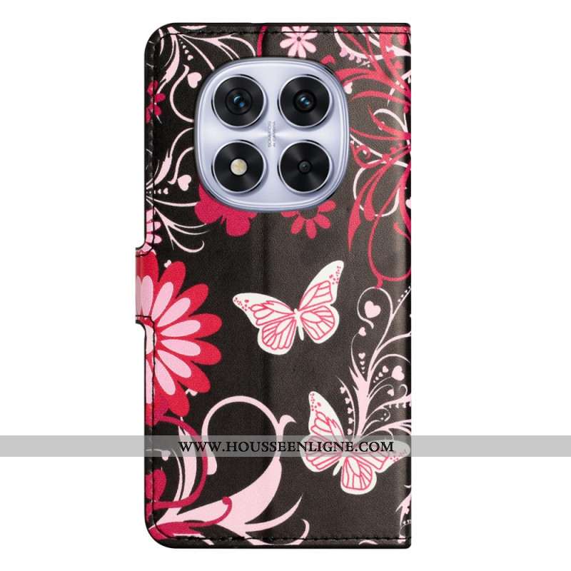 Housse Xiaomi Redmi Note 14 Pro Plus 5G / 14 Pro 5G / Poco X7 Papillons sur Fond Noir