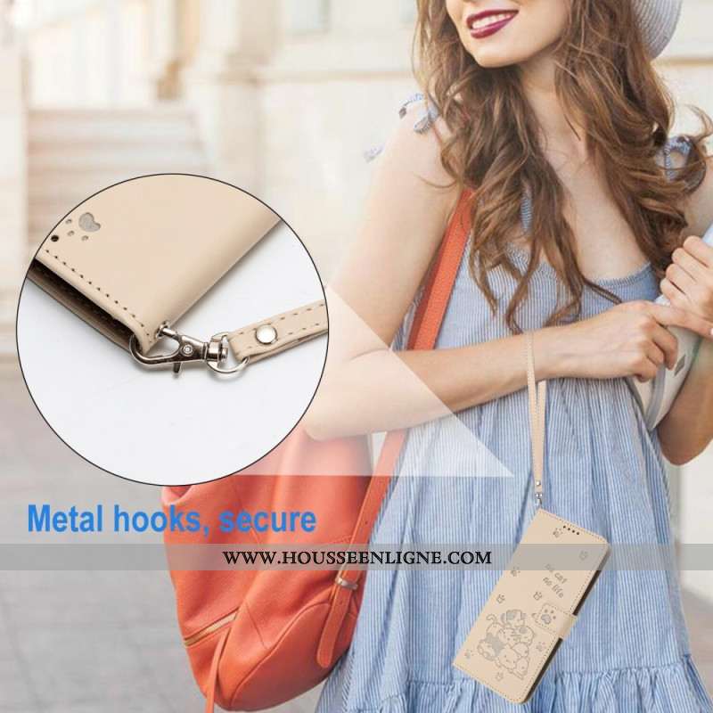 Housse Xiaomi Redmi Note 14 Pro Plus 5G / 14 Pro 5G / Poco X7 Scène de Chats avec Lanière