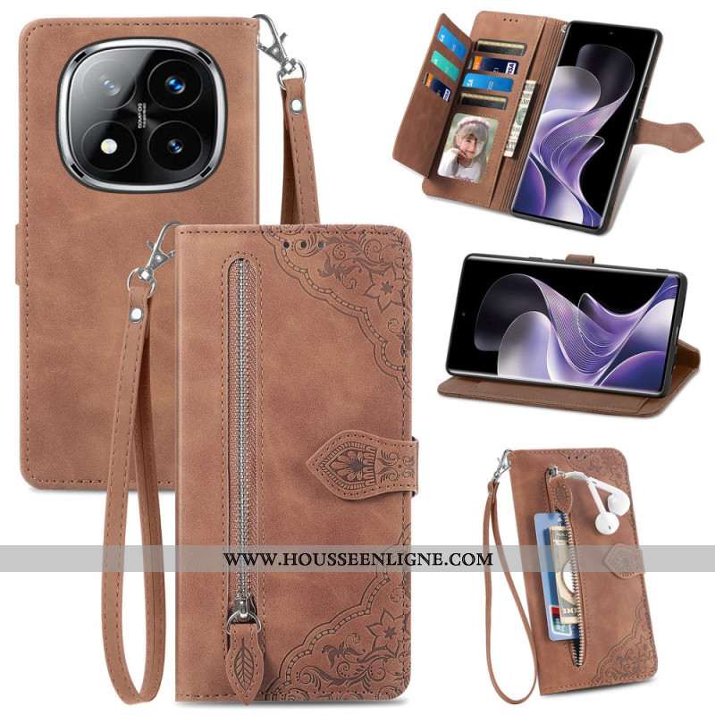 Housse Xiaomi Redmi Note 14 Pro Plus 5G Dentelle avec Poche à Fermeture Éclair