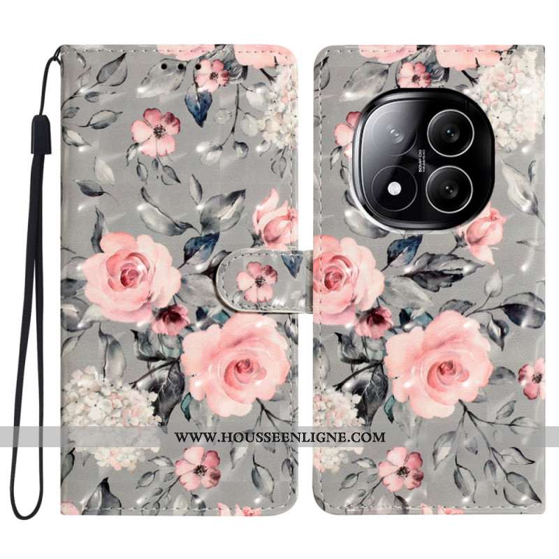 Housse Xiaomi Redmi Note 14 Pro Plus 5G Fleurs Roses 3D