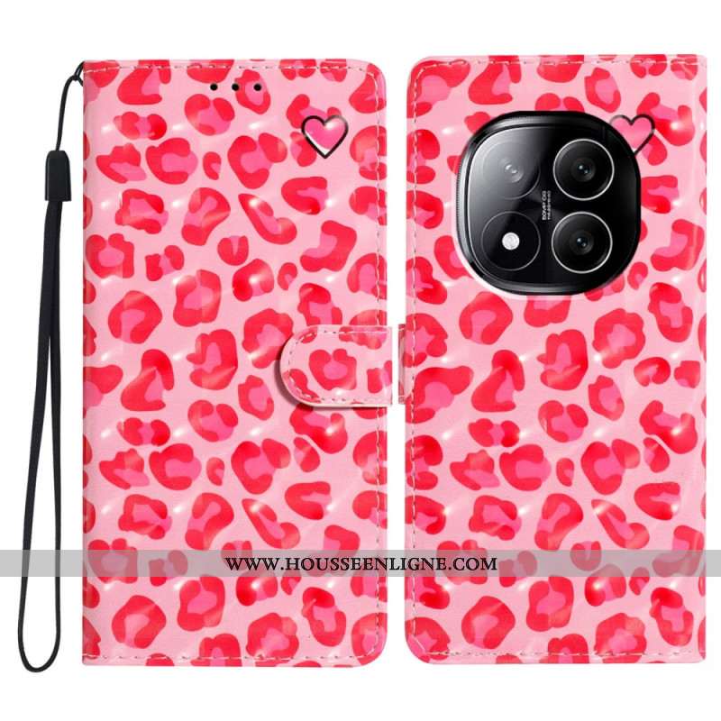 Housse Xiaomi Redmi Note 14 Pro Plus 5G Motif Léopard Rose 3D