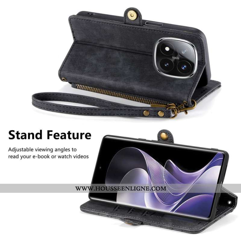 Housse Xiaomi Redmi Note 14 Pro Plus 5G Portefeuille Lignes Géométriques