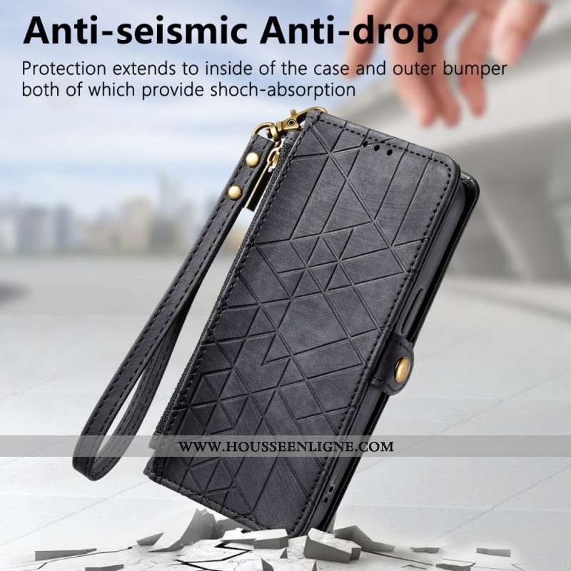 Housse Xiaomi Redmi Note 14 Pro Plus 5G Portefeuille Lignes Géométriques