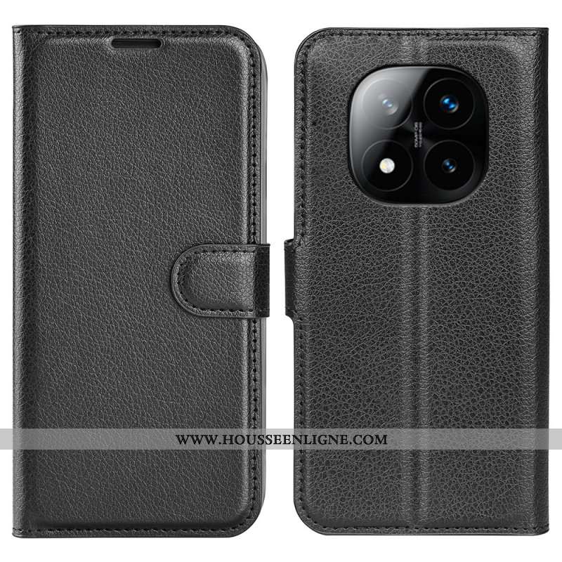 Housse Xiaomi Redmi Note 14 Pro Plus 5G Simili Cuir Litchi Classique