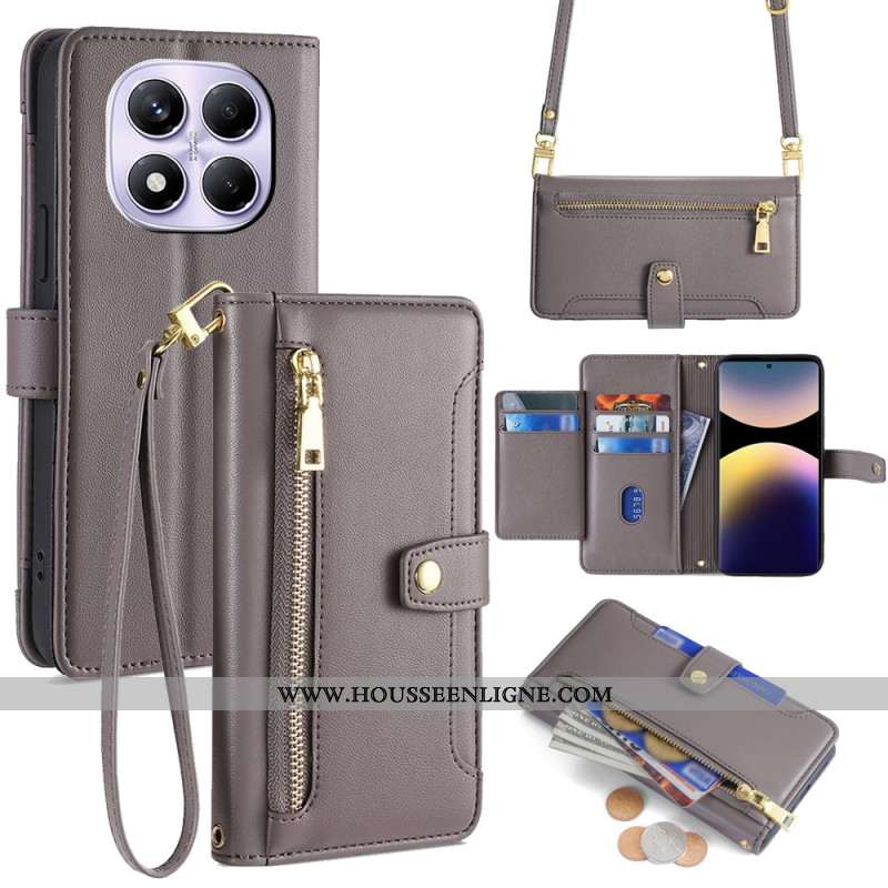 Housse Xiaomi Redmi Note 14 Pro Portefeuille à Lnaière et Bandoulière
