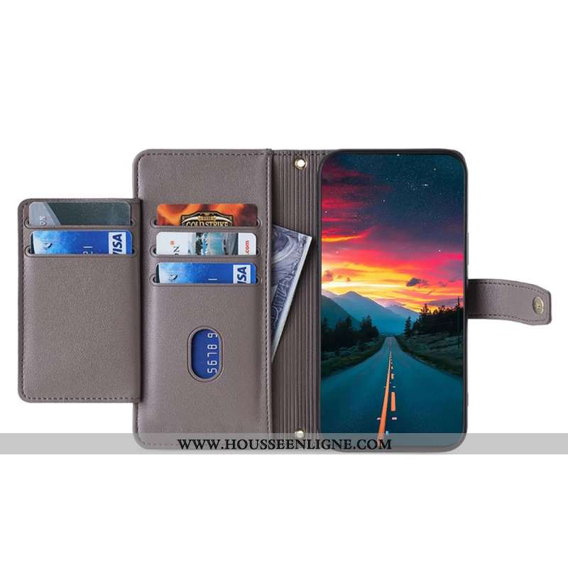 Housse Xiaomi Redmi Note 14 Pro Portefeuille à Lnaière et Bandoulière