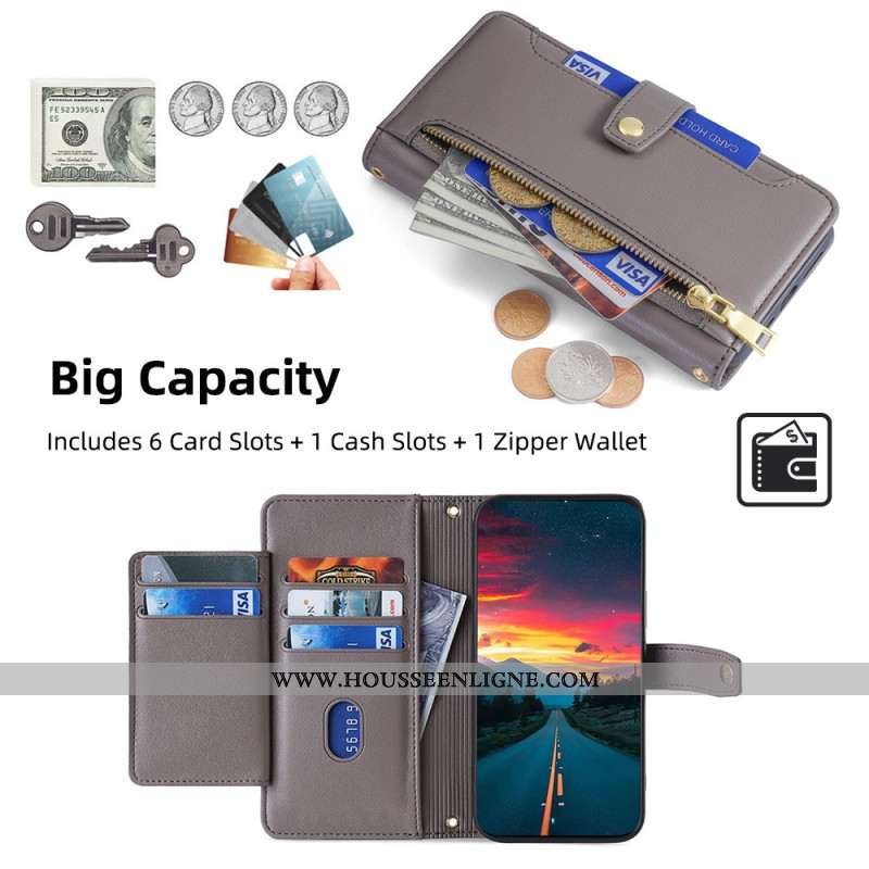 Housse Xiaomi Redmi Note 14 Pro Portefeuille à Lnaière et Bandoulière